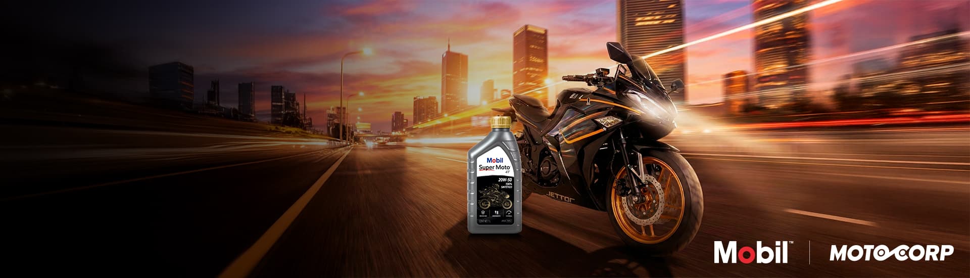 banner Motocorp usa y recomienda la línea de lubricantes Mobil ™