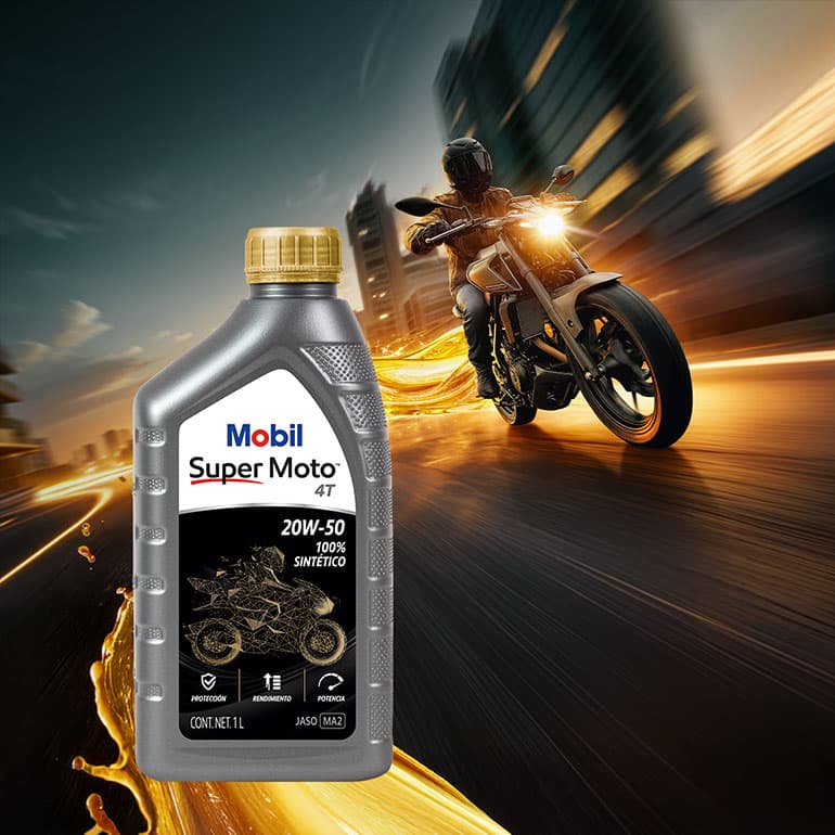 No dejes que tu pasión por las motos se detenga. Protegela con los lubricante 100% sintéticos que ofrece Mobil™