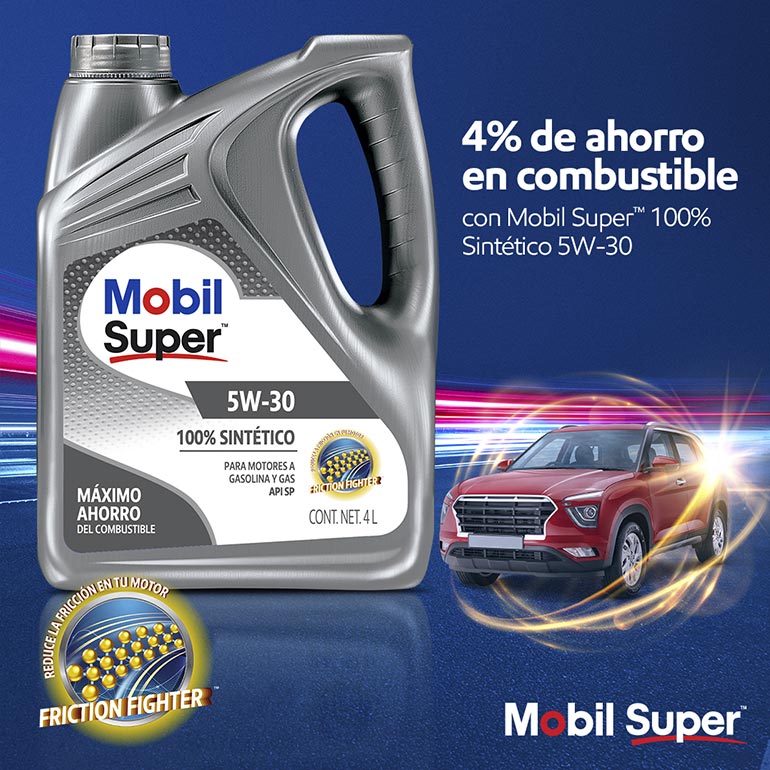 Mobil Super™ 100% Sintético: eficiencia en cada gota.