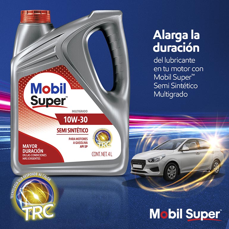 Mobil Super™ Semi Sintético: potencia y durabilidad extendidas.